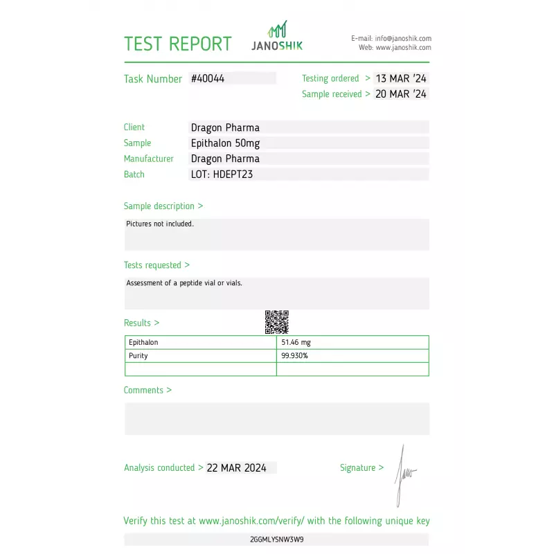 EPITALON 50MG - vial by Dragon Pharma, Europe EPITALON 50MG - vial by Dragon Pharma, Europe