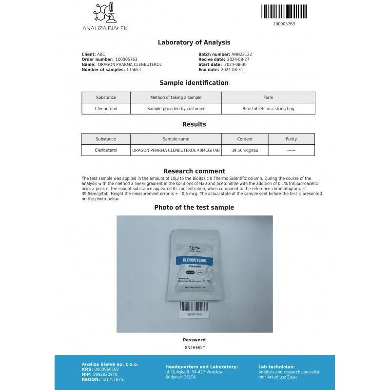 CLENBUTEROL - 100 tabs by Dragon Pharma, Europe
