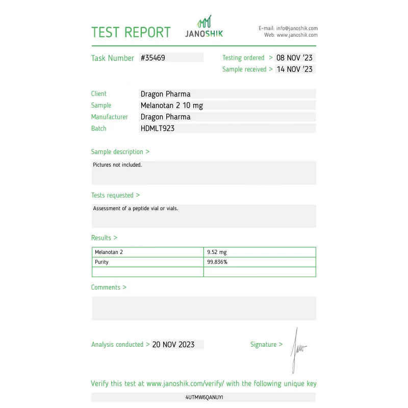 MELANOTAN 2 10MG - vial by Dragon Pharma, Europe