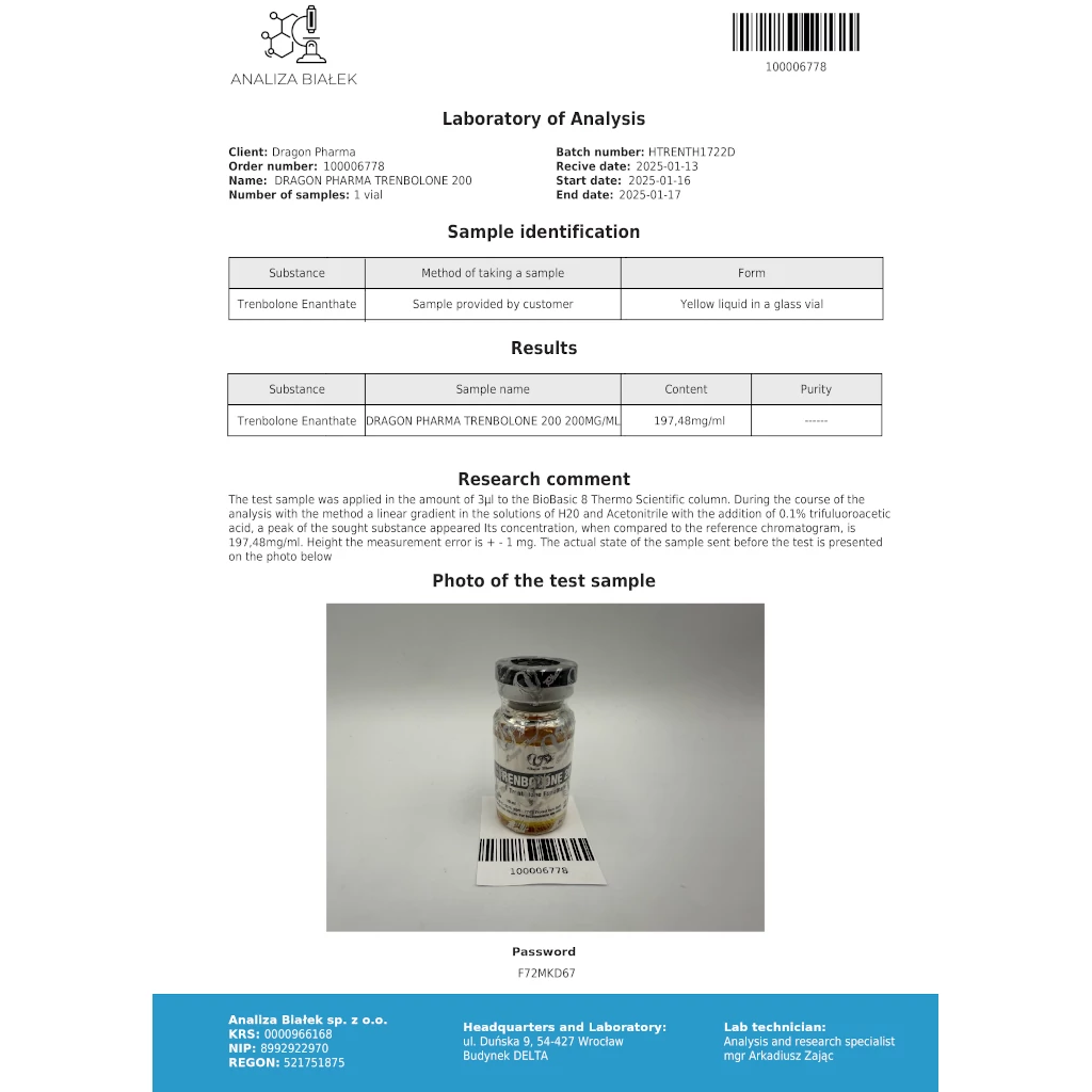 TRENBOLONE 200 - 10 ml by Dragon Pharma, Europe