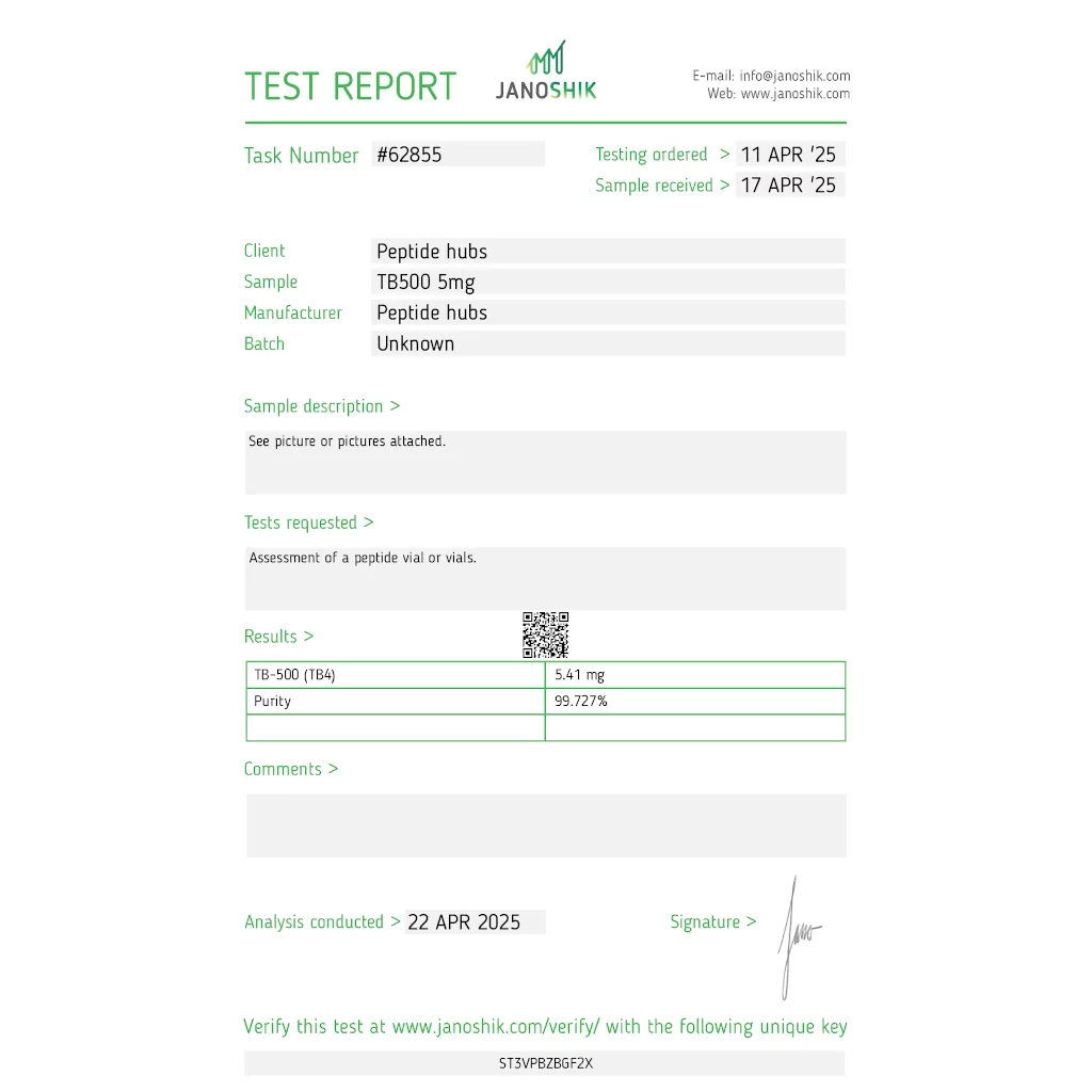 TB 500 5 MG - vial by Peptide Hubs