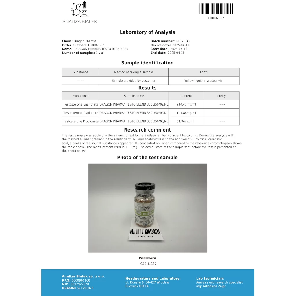 TESTO BLEND 350 - 10 ml by Dragon Pharma, Europe