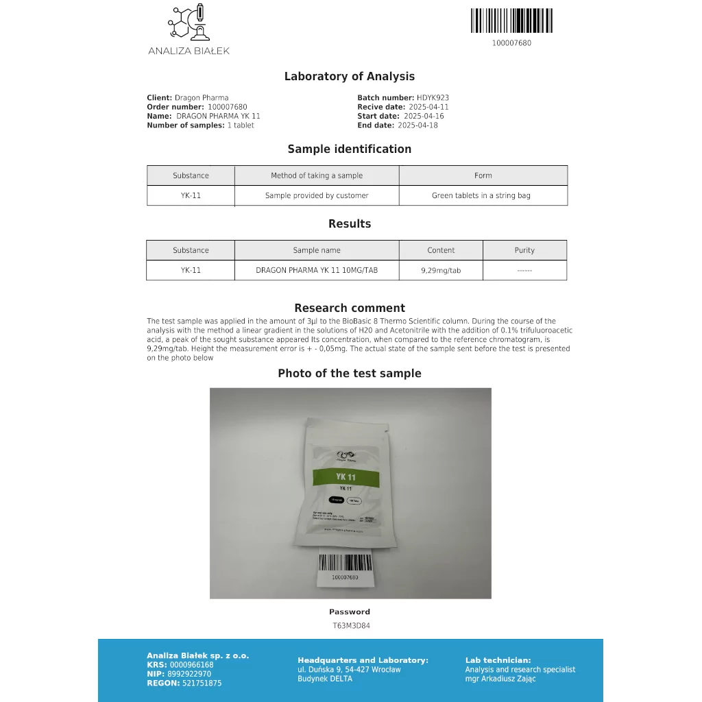 YK 11 - 100 tabs by Dragon Pharma, Europe