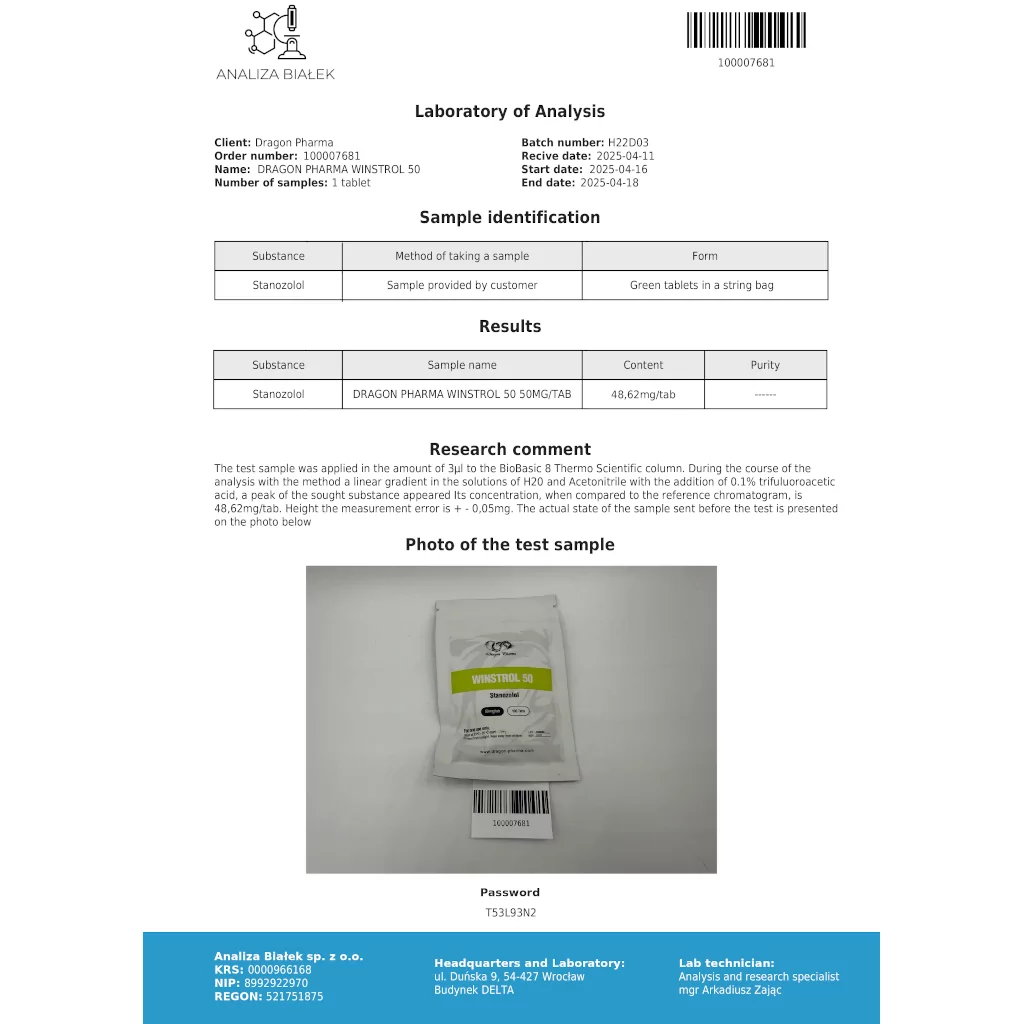 WINSTROL 50 - 100 tabs by Dragon Pharma, Europe