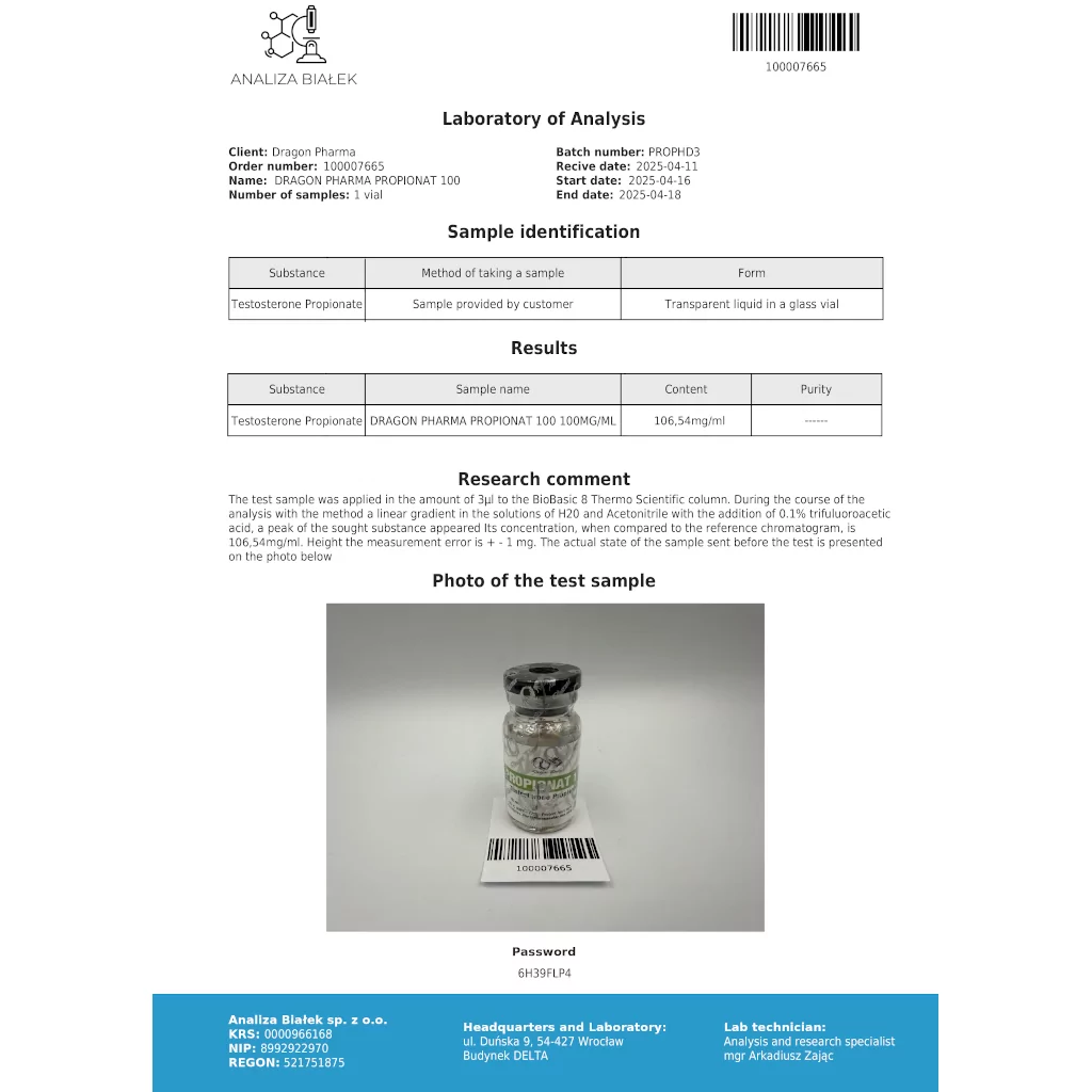 PROPIONAT 100 - 10 ml by Dragon Pharma, Europe PROPIONAT 100 - 10 ml by Dragon Pharma, Europe