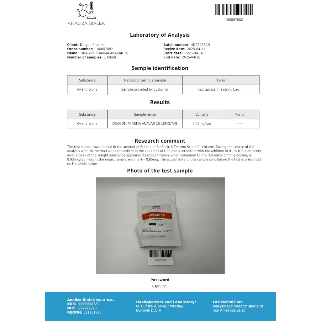 ANAVAR 10 - 100 tabs by Dragon Pharma, Europe ANAVAR 10 - 100 tabs by Dragon Pharma, Europe