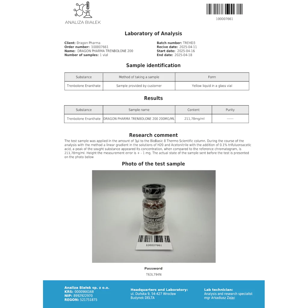 TRENBOLONE 200 - 10 ml by Dragon Pharma, Europe