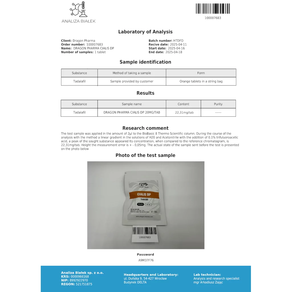 CIALIS - 100 tabs by Dragon Pharma, Europe CIALIS - 100 tabs by Dragon Pharma, Europe