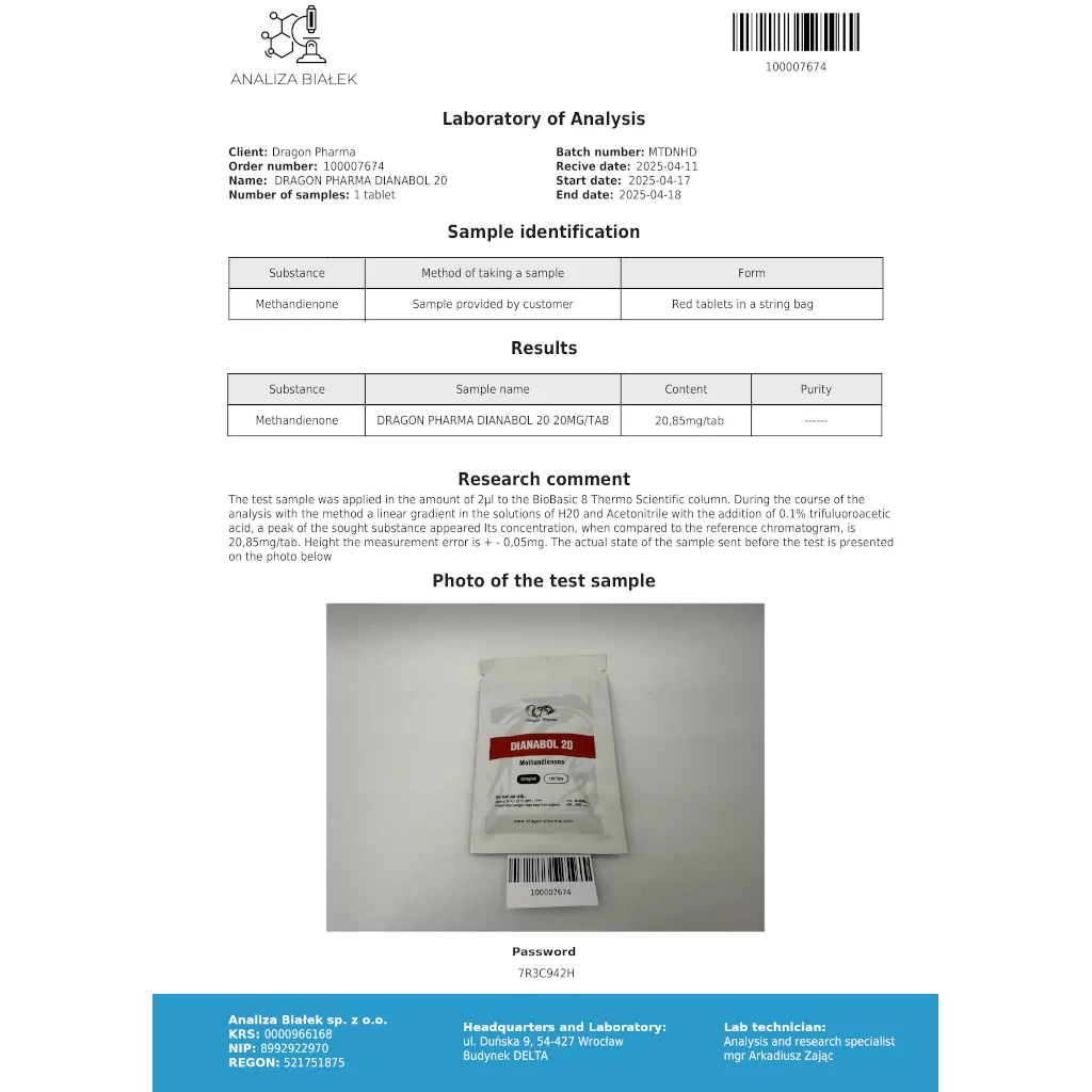 DIANABOL 20 - 100 tabs by Dragon Pharma, Europe DIANABOL 20 - 100 tabs by Dragon Pharma, Europe