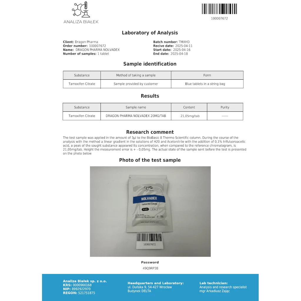 NOLVADEX - 100 tabs by Dragon Pharma, Europe NOLVADEX - 100 tabs by Dragon Pharma, Europe