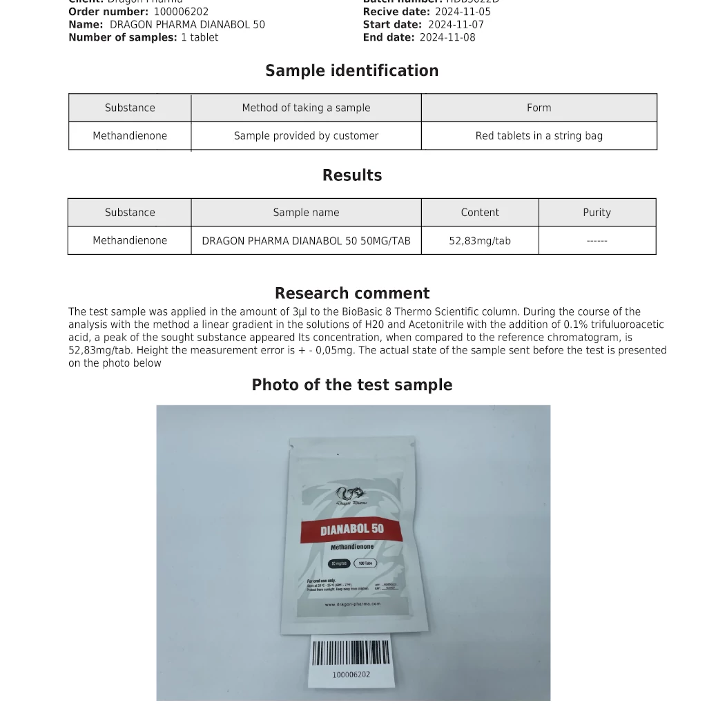 DIANABOL 50 - 100 tabs by Dragon Pharma, Europe
