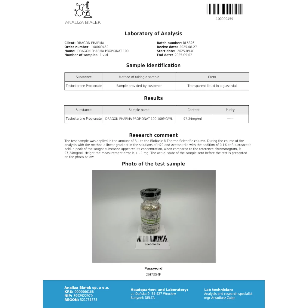 PROPIONAT 100 - 10 ml by Dragon Pharma, Europe PROPIONAT 100 - 10 ml by Dragon Pharma, Europe