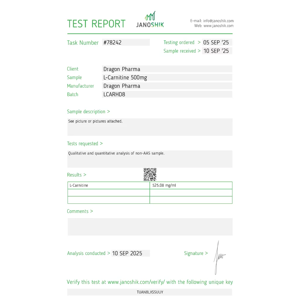 L-CARNITINE 500 - vial by Dragon Pharma, Europe