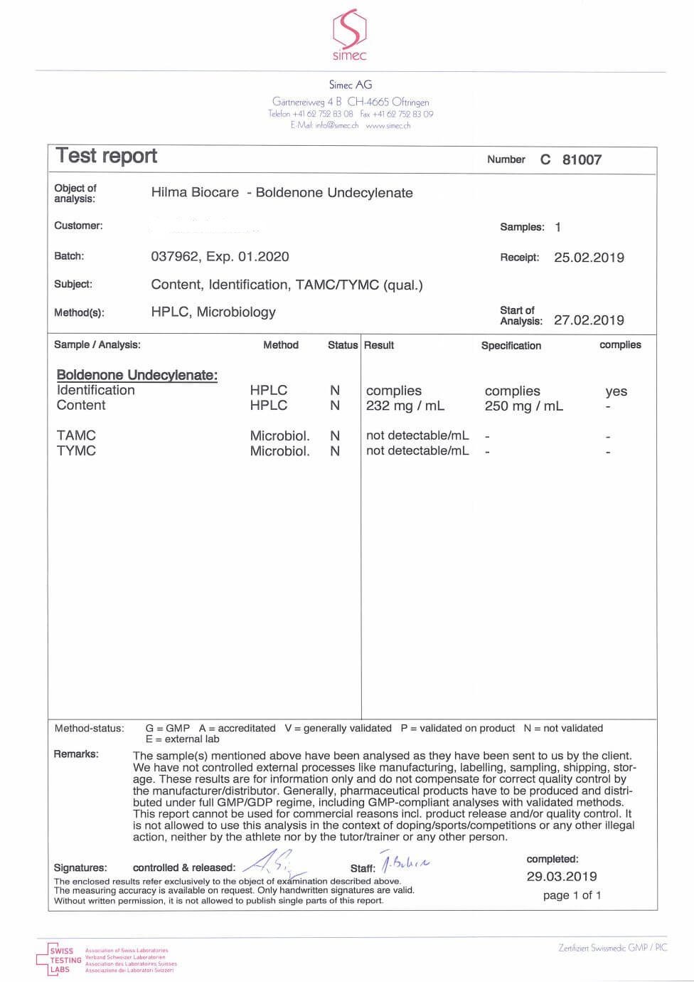 hilma boldenone undecylenate lab tes results