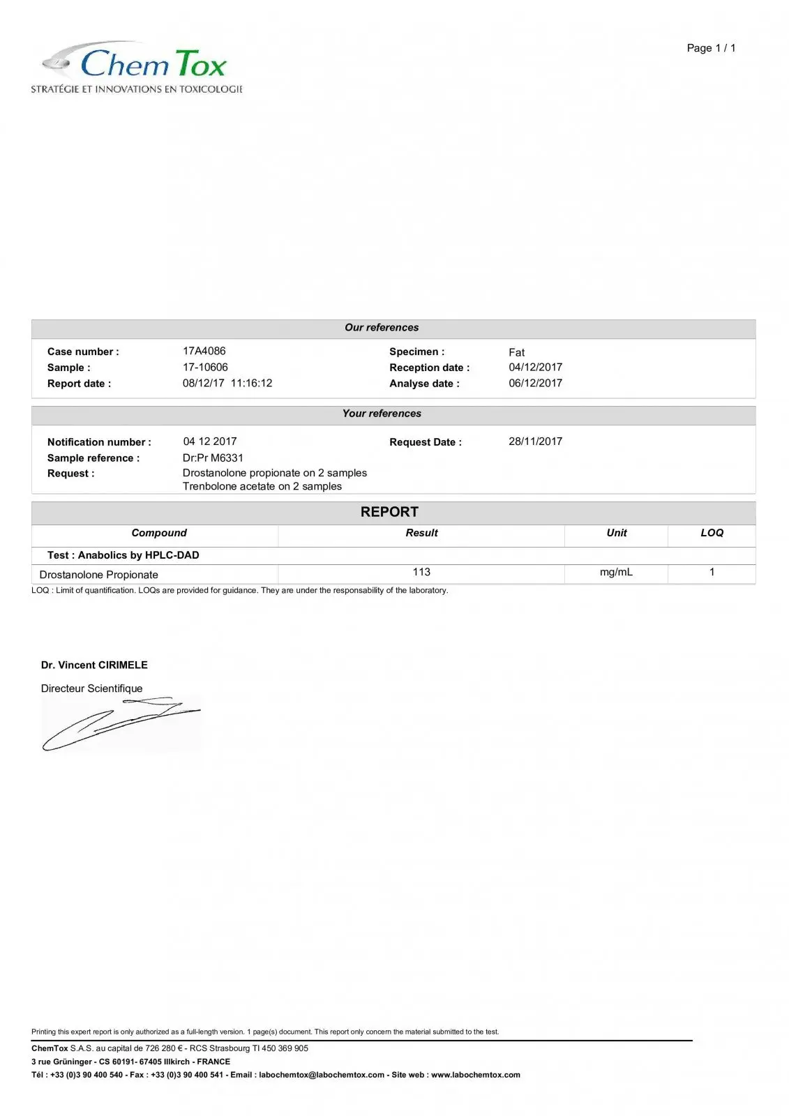 hilma drostanolone propionate lab tes results