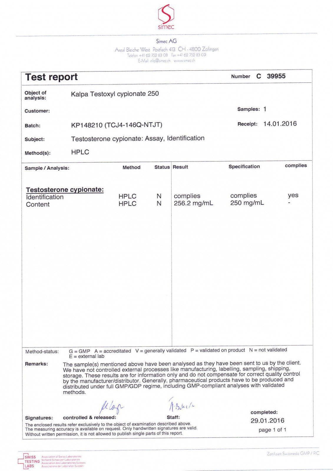 kalpa testoxyl cypionate lab tes results
