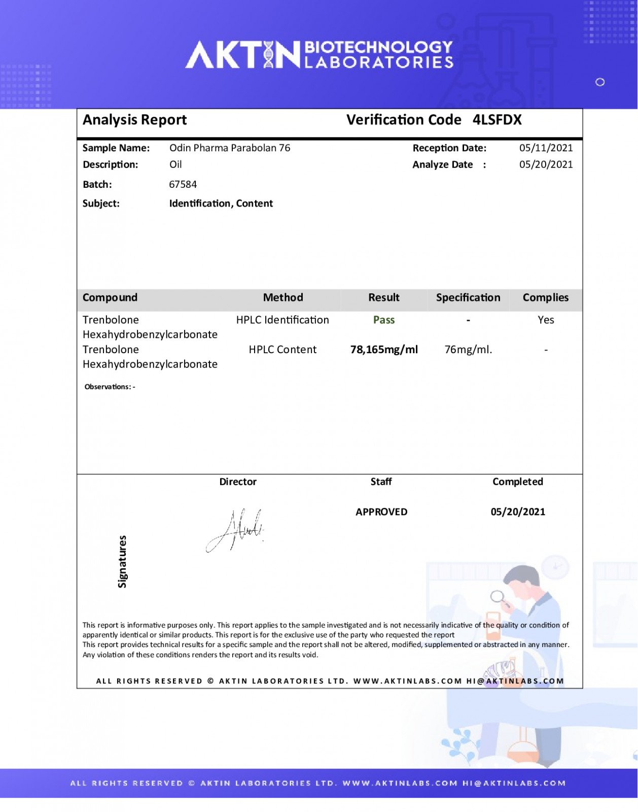 odin parabolan lab tes results