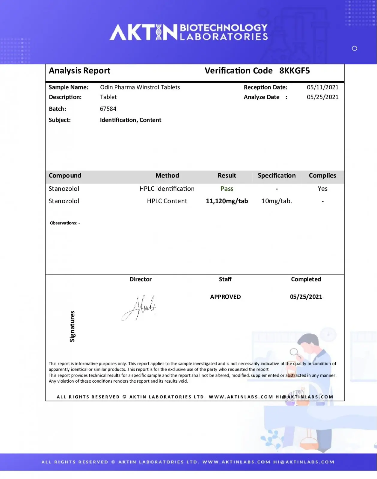 odin winstrol 10 lab tes results