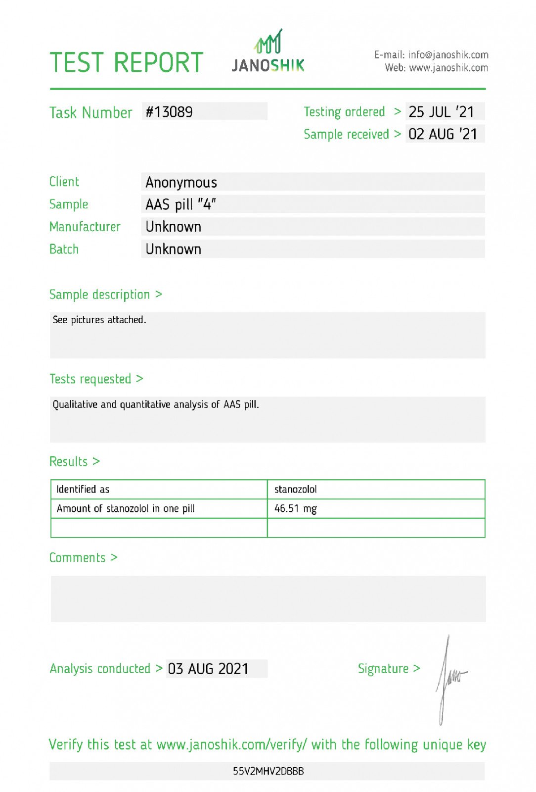 odin winstrol 50 lab tes results