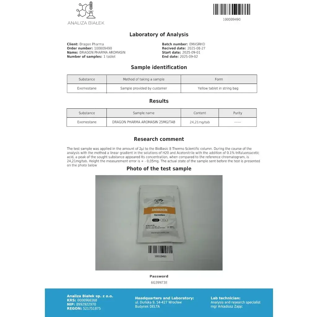 AROMASIN - 100 tabs by Dragon Pharma, Europe AROMASIN - 100 tabs by Dragon Pharma, Europe