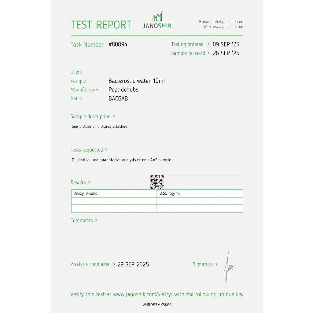 BACTERIOSTATIC WATER - vial by Peptide Hubs BACTERIOSTATIC WATER - vial by Peptide Hubs