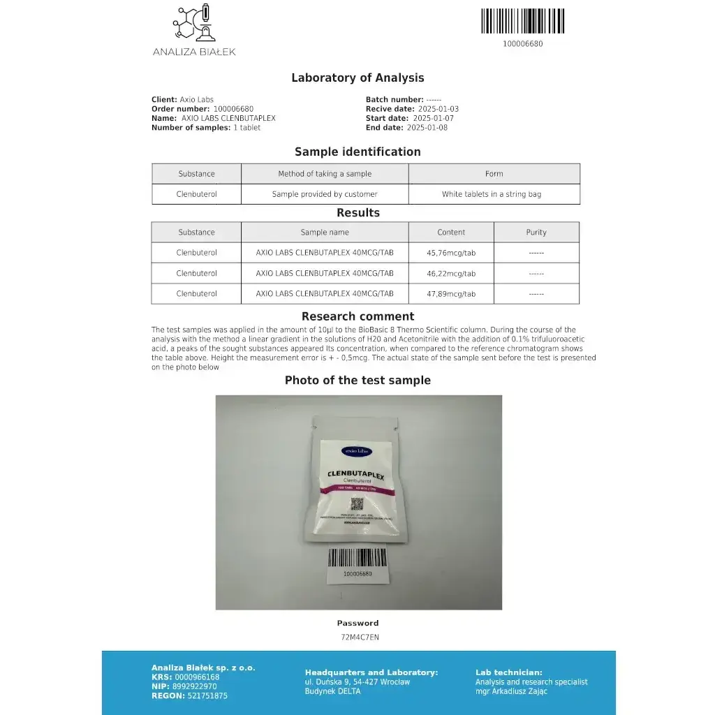 CLENBUTAPLEX 40 MCG - 100 tabs by Axiolabs CLENBUTAPLEX 40 MCG - 100 tabs by Axiolabs