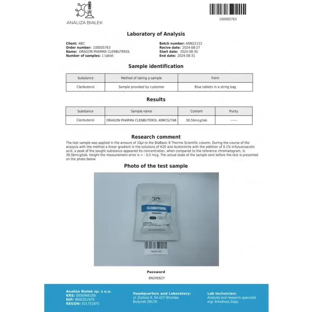 CLENBUTEROL - 100 tabs by Dragon Pharma, Europe CLENBUTEROL - 100 tabs by Dragon Pharma, Europe