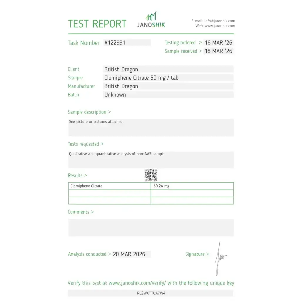 CLOMIPHENE 50 MG (100 TABS) - 100 tabs by British Dragon Pharmaceuticals