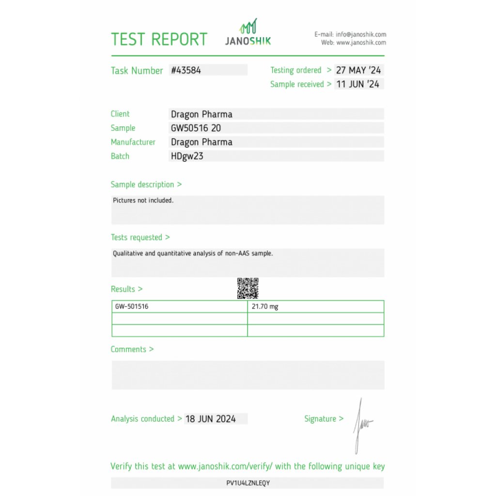 GW501516 - 100 tabs by Dragon Pharma, Europe GW501516 - 100 tabs by Dragon Pharma, Europe