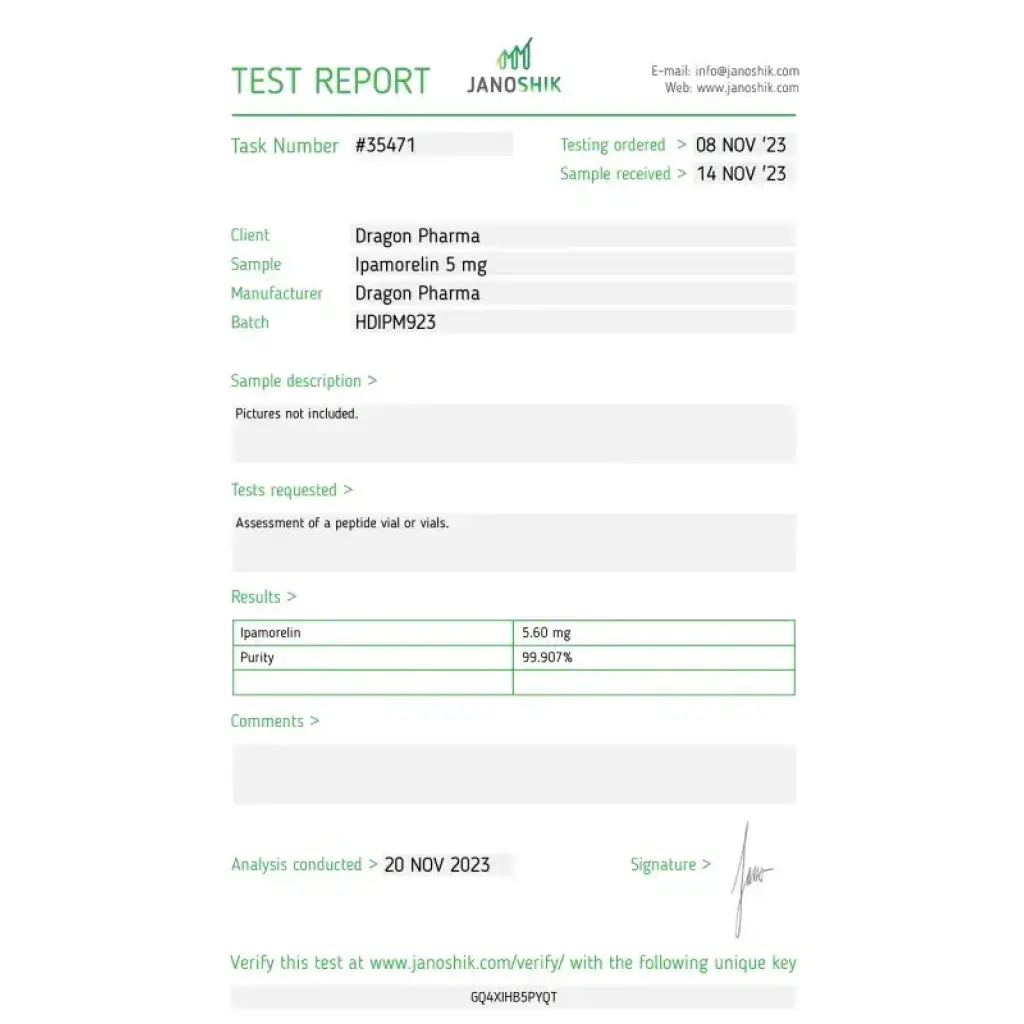 IPAMORELIN - vial by Dragon Pharma, Europe IPAMORELIN - vial by Dragon Pharma, Europe