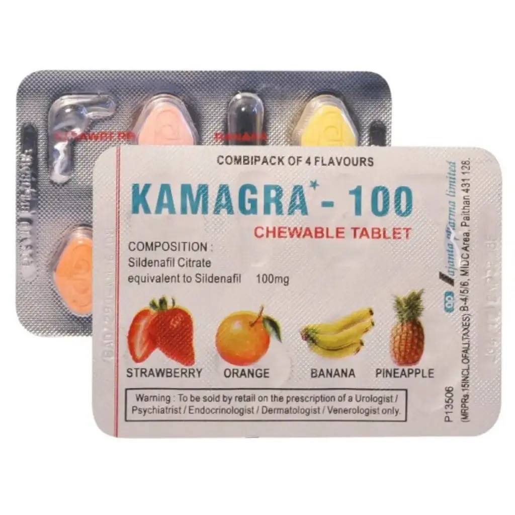 KAMAGRA CHEWABLE FLAVOURED 100 - 100 tabs by Ajanta Pharma, India