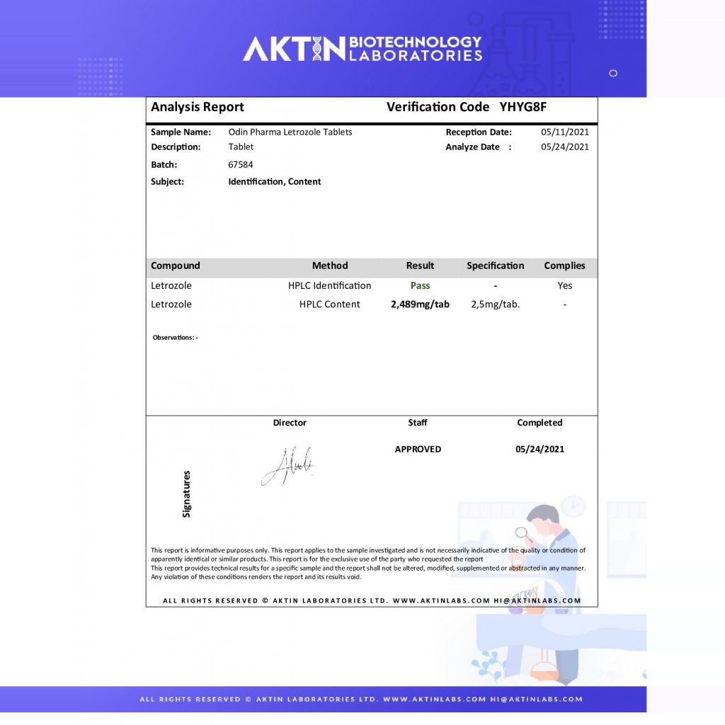 LETROZOLE - 30 tabs by Odin Pharma LETROZOLE - 30 tabs by Odin Pharma