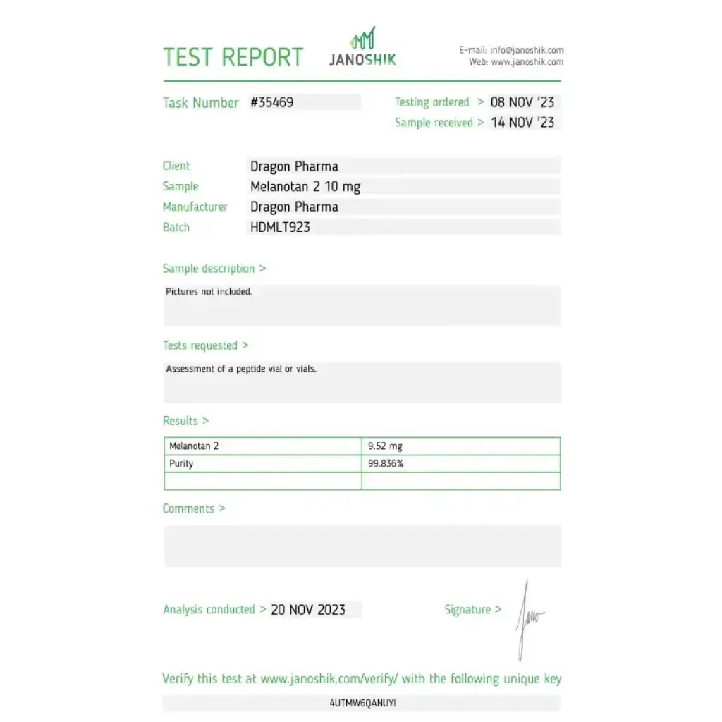 MELANOTAN 2 10 MG - vial by Dragon Pharma, Europe MELANOTAN 2 10 MG - vial by Dragon Pharma, Europe
