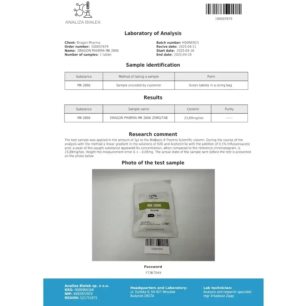 MK 2866 - 100 tabs by Dragon Pharma, Europe MK 2866 - 100 tabs by Dragon Pharma, Europe