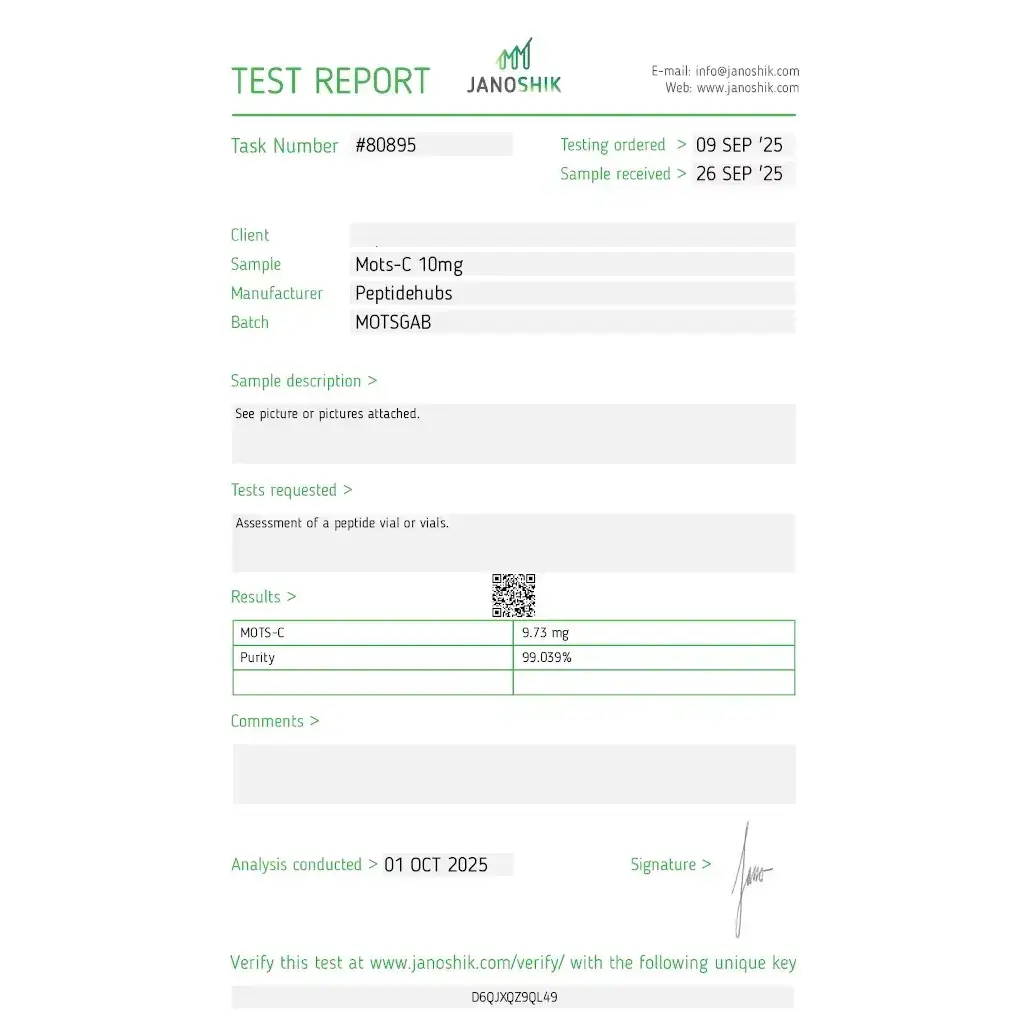 MOTS-C 10 MG - vial by Peptide Hubs MOTS-C 10 MG - vial by Peptide Hubs