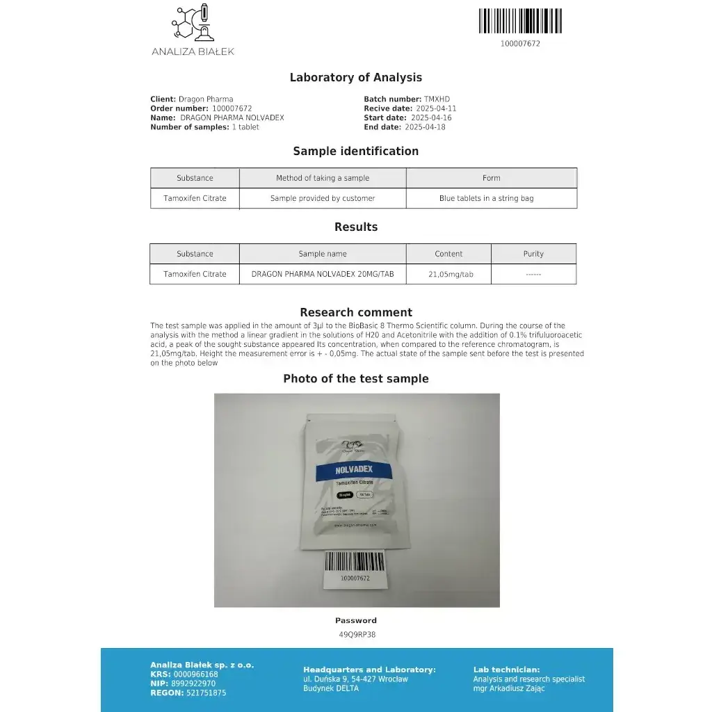 NOLVADEX - 100 tabs by Dragon Pharma, Europe NOLVADEX - 100 tabs by Dragon Pharma, Europe