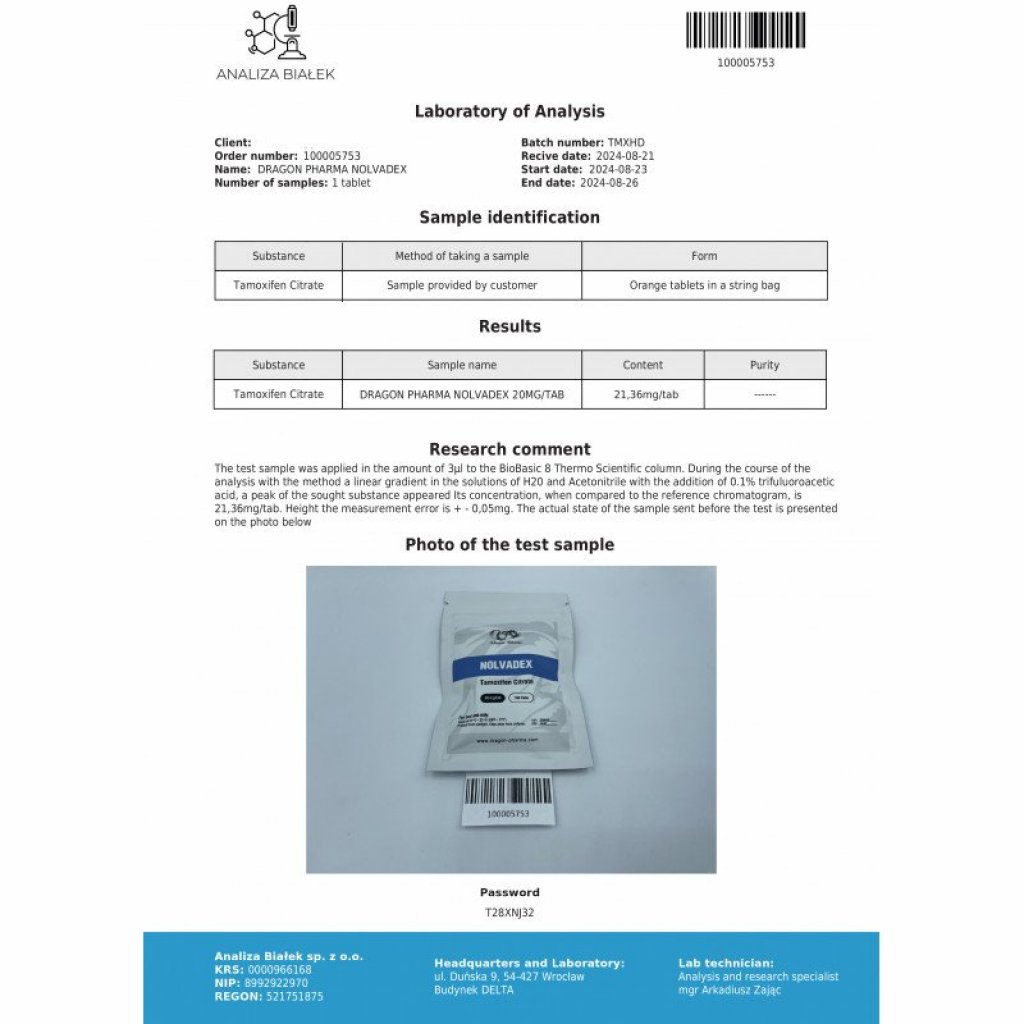 NOLVADEX - 100 tabs by Dragon Pharma, Europe NOLVADEX - 100 tabs by Dragon Pharma, Europe