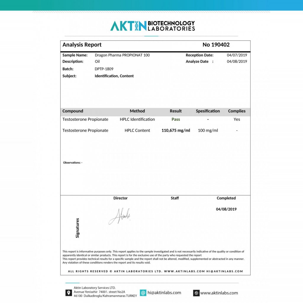 PROPIONAT 100 - 10 ml by Dragon Pharma, Europe PROPIONAT 100 - 10 ml by Dragon Pharma, Europe