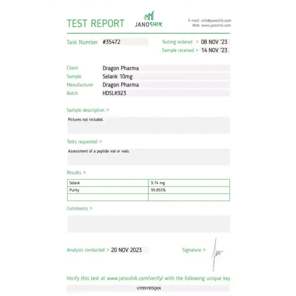 SELANK - vial by Dragon Pharma, Europe SELANK - vial by Dragon Pharma, Europe