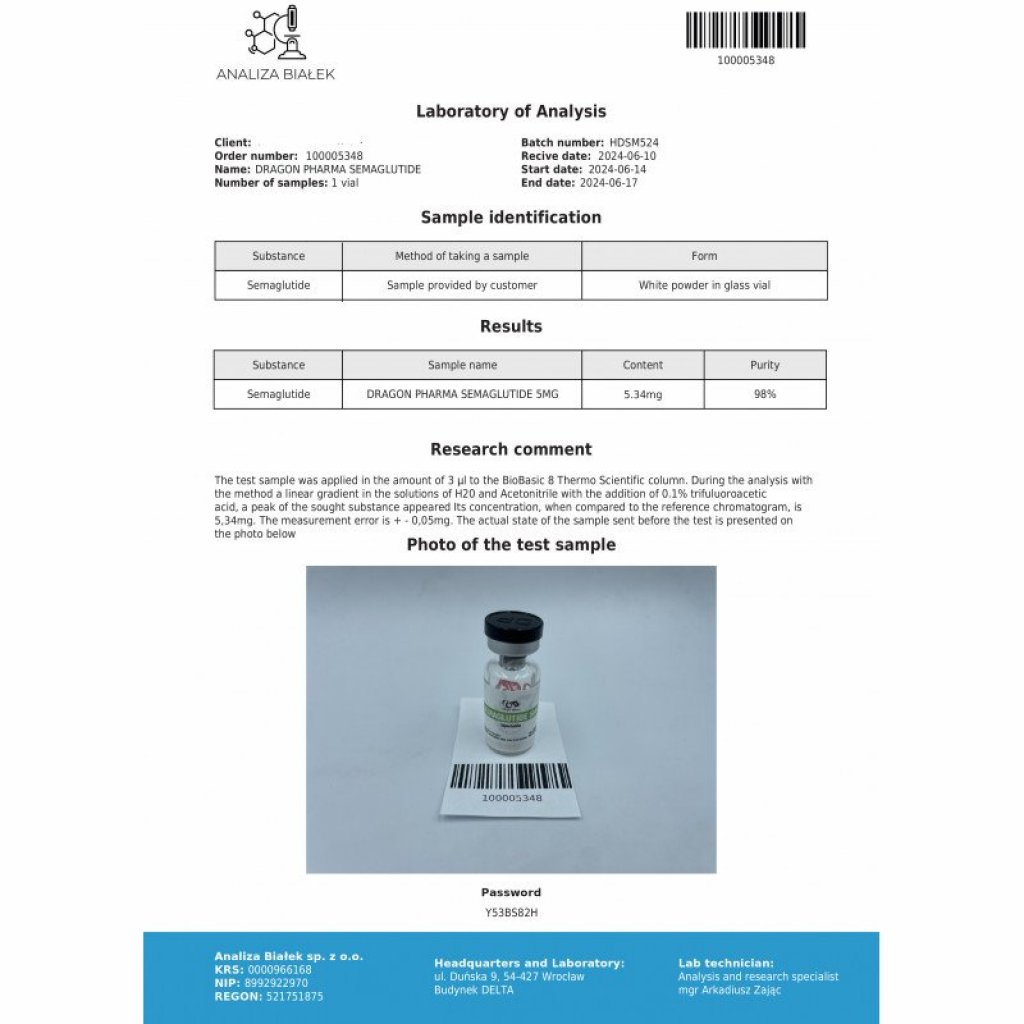 SEMA-PEP 5 MG - vial by Dragon Pharma, Europe SEMA-PEP 5 MG - vial by Dragon Pharma, Europe