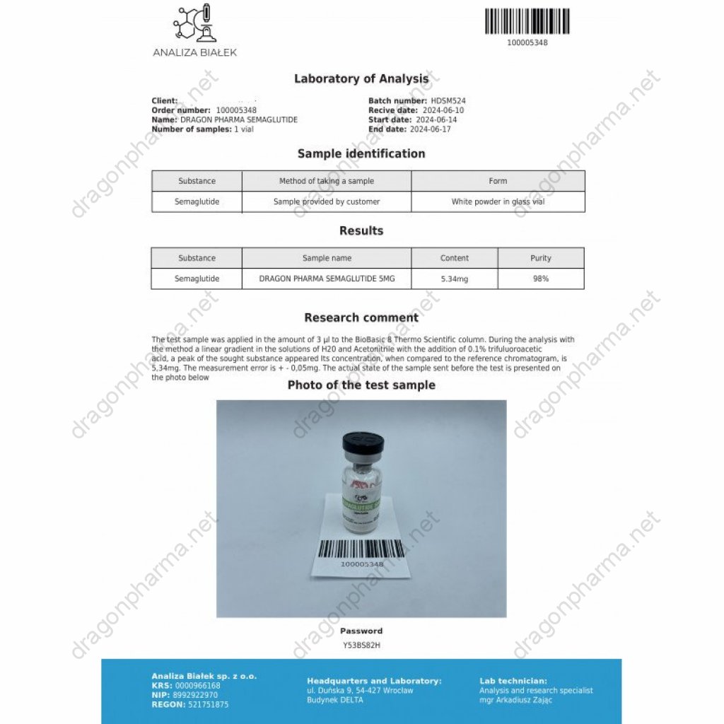 SEMA-PEP 5 MG - vial by Dragon Pharma, Europe SEMA-PEP 5 MG - vial by Dragon Pharma, Europe