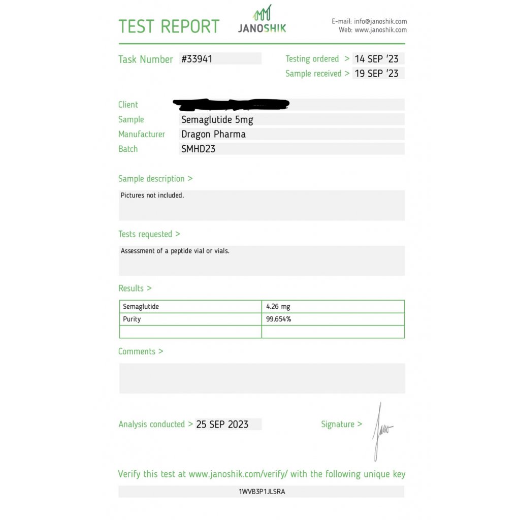 SEMA-PEP 5 MG - vial by Dragon Pharma, Europe SEMA-PEP 5 MG - vial by Dragon Pharma, Europe