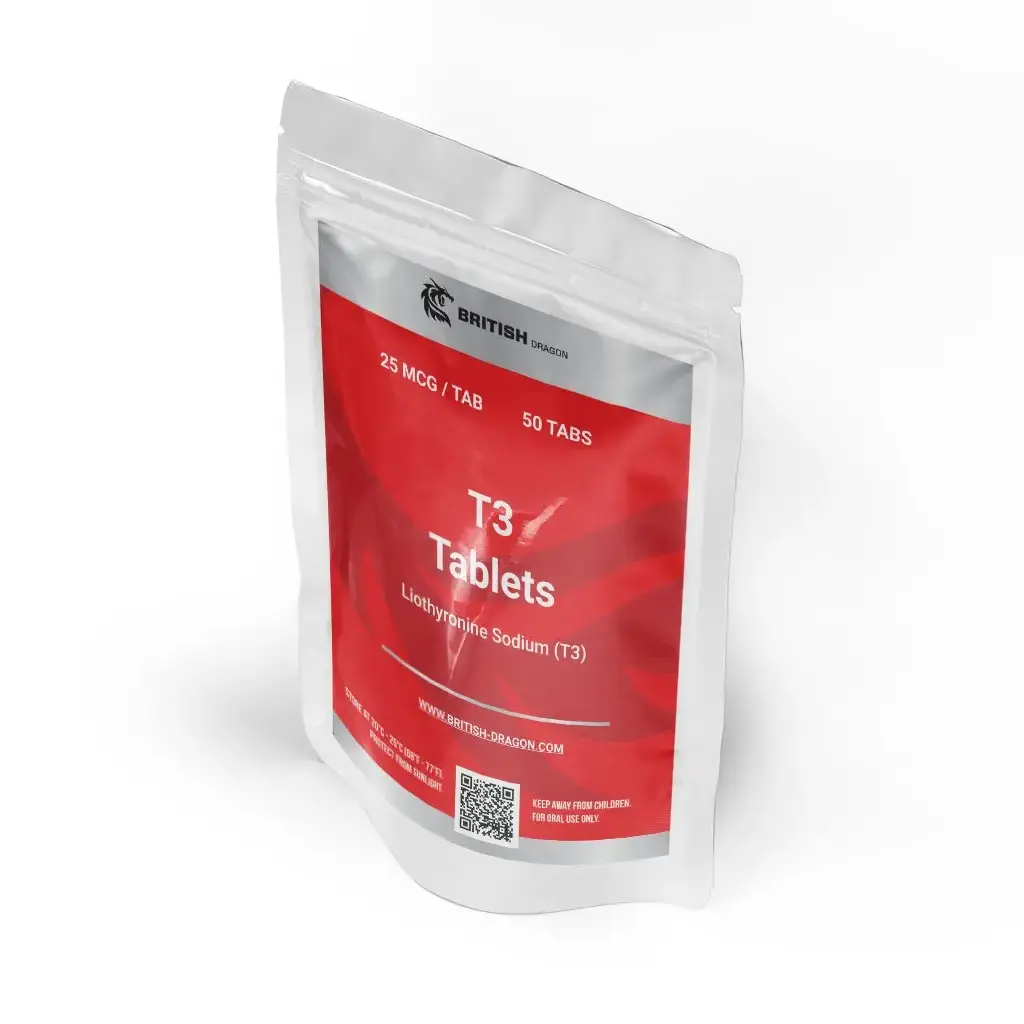 T3 25 MCG TABLETS - 50 tabs by British Dragon Pharmaceuticals T3 25 MCG TABLETS - 50 tabs by British Dragon Pharmaceuticals