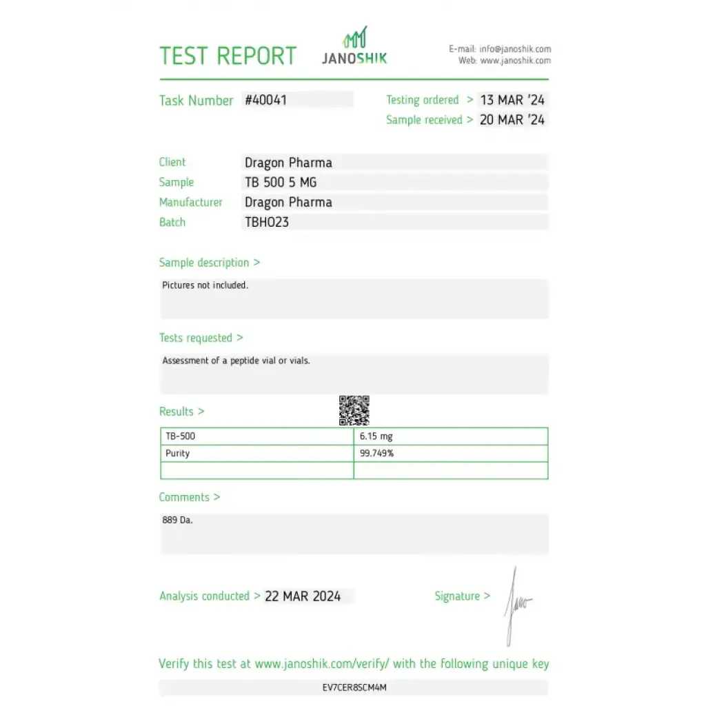 TB 500 - vial by Dragon Pharma, Europe TB 500 - vial by Dragon Pharma, Europe