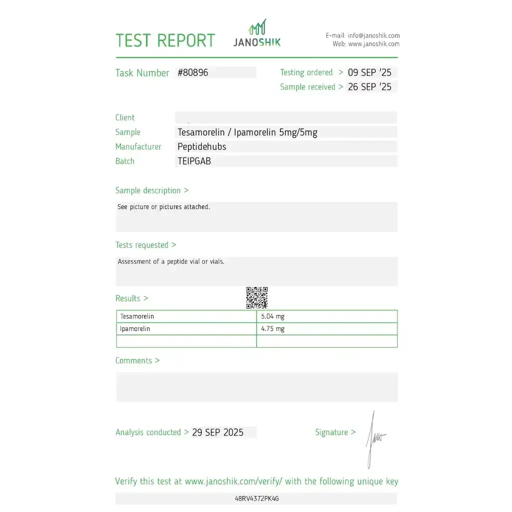TESAMORELIN/IPAMORELIN 10 MG - vial by Peptide Hubs TESAMORELIN/IPAMORELIN 10 MG - vial by Peptide Hubs