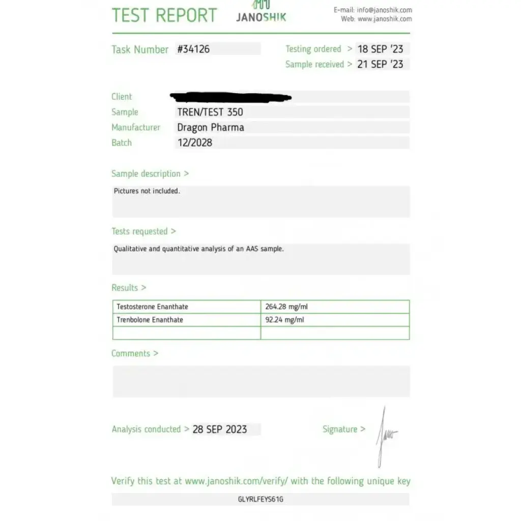 TREN/TEST 350 - 10 ml by Dragon Pharma, Europe TREN/TEST 350 - 10 ml by Dragon Pharma, Europe