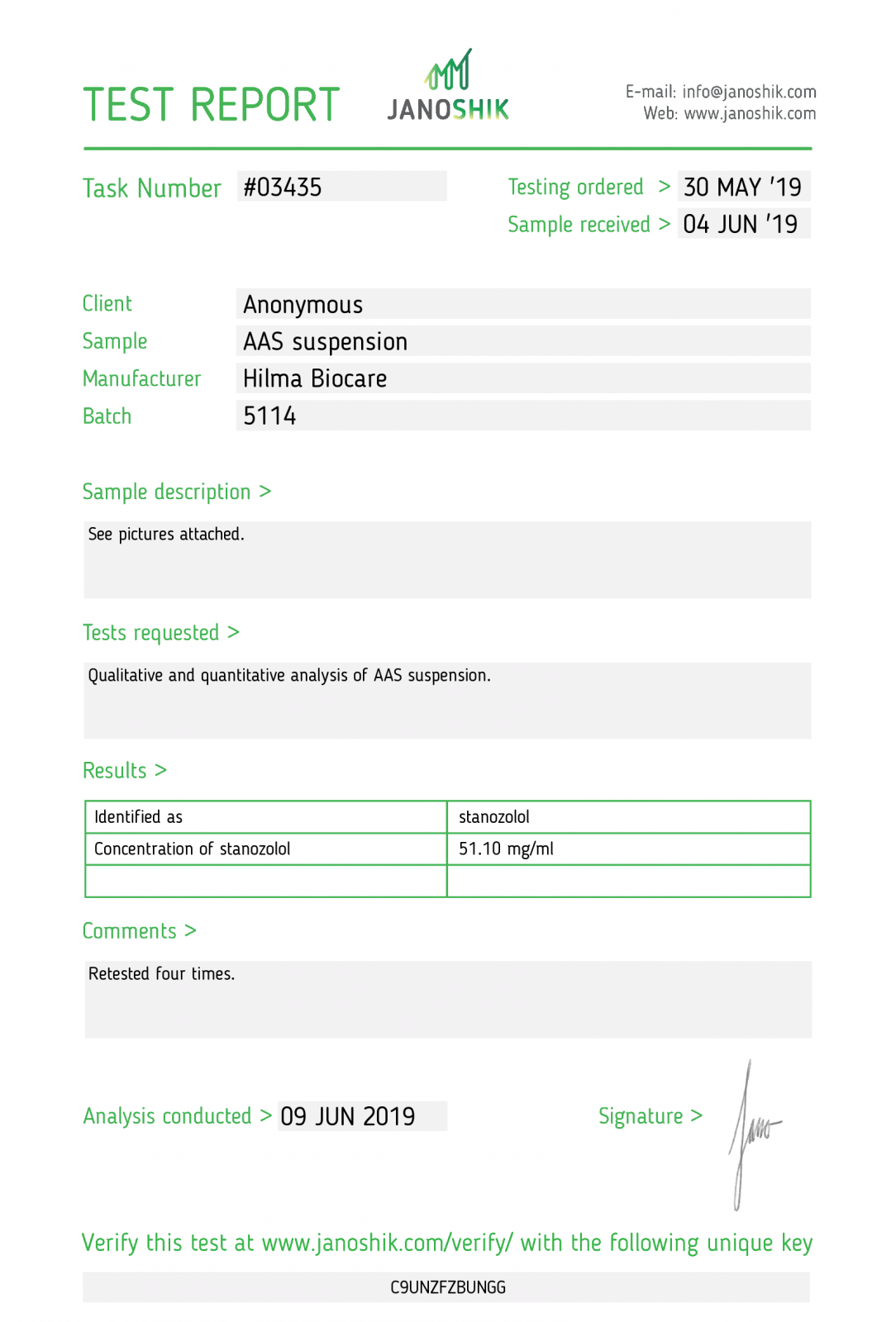 hilma stanozolol injection lab tes results