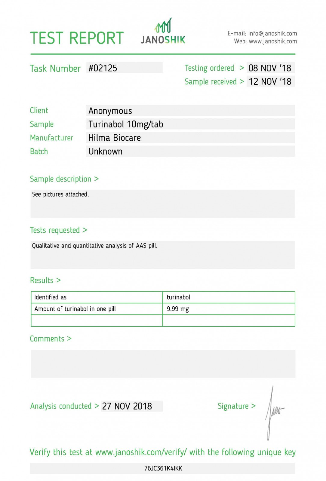 hilma turinabol lab tes results